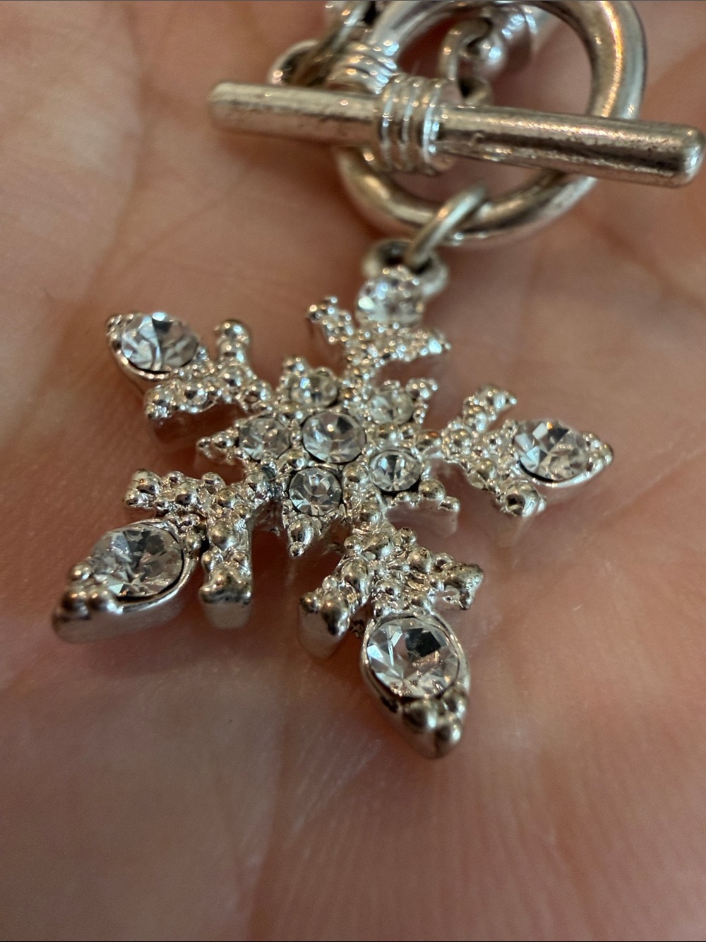 Silver Snowflake Charm Toggle Bracelet - Women's Jewelry